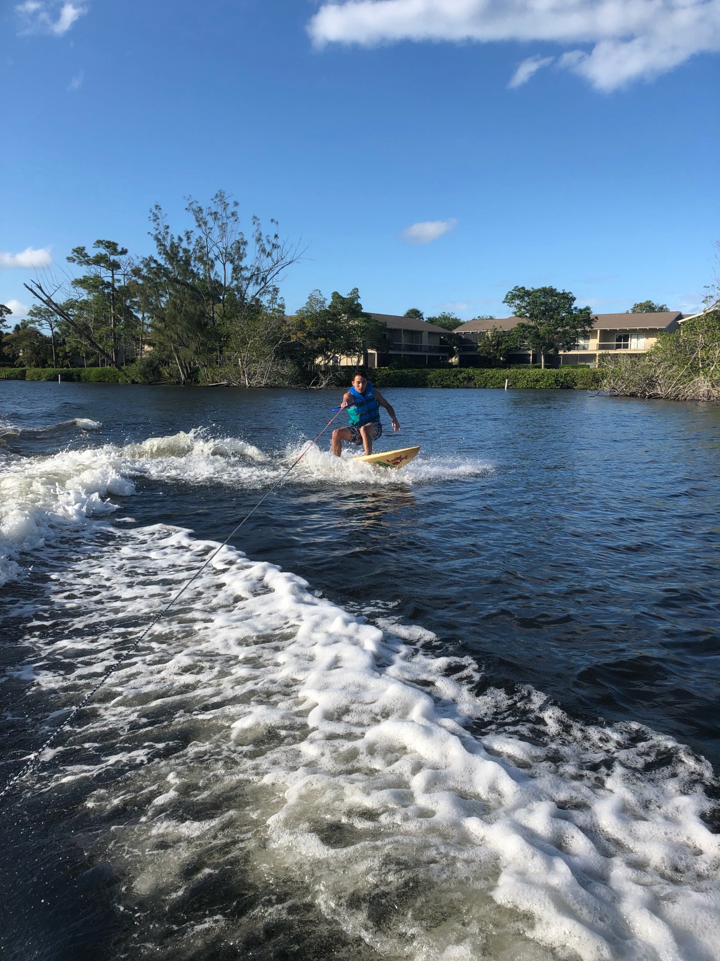 Gabriel Velastegui wakeboarding in Jupiter FL — Frontline Hydration mobile IV therapy founder